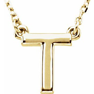 14K Yellow Block Initial T 16 Necklace