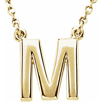 14K Yellow Block Initial M 16 Necklace