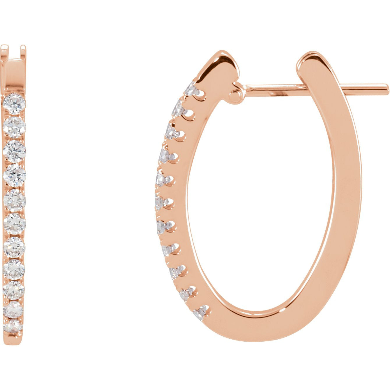 14K Rose 1/3 CTW Diamond 20 mm Hoop Earrings