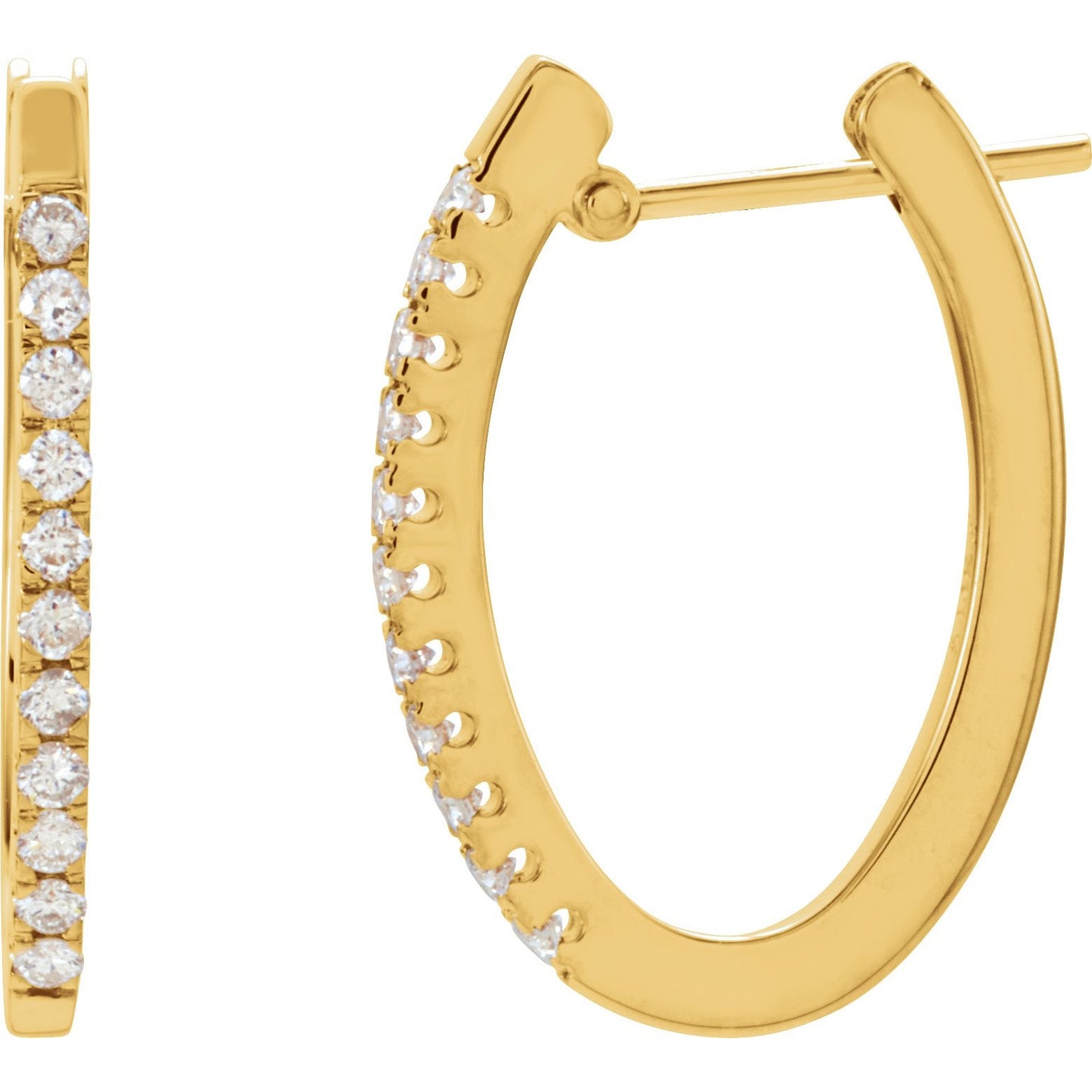 14K Yellow 1/3 CTW Diamond 20 mm Hoop Earrings