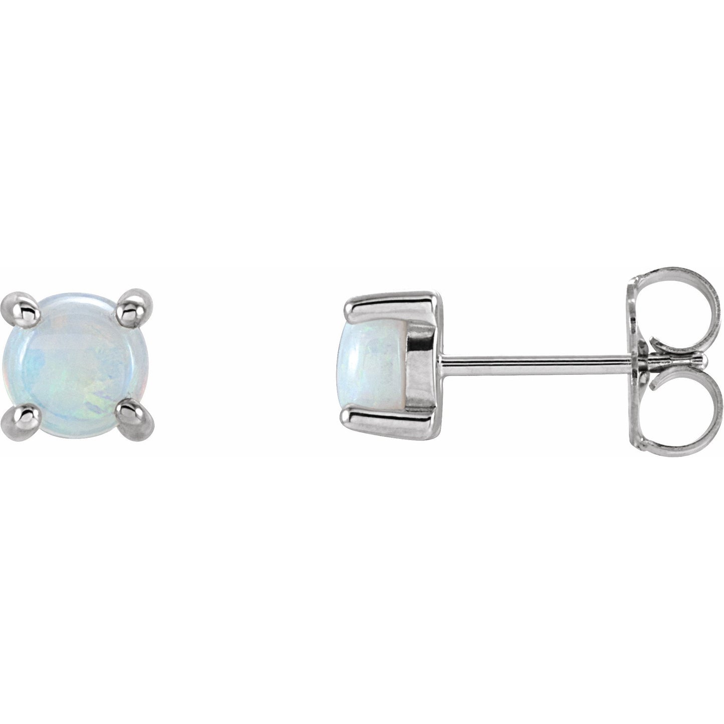 14K White Opal Cabochon Earrings