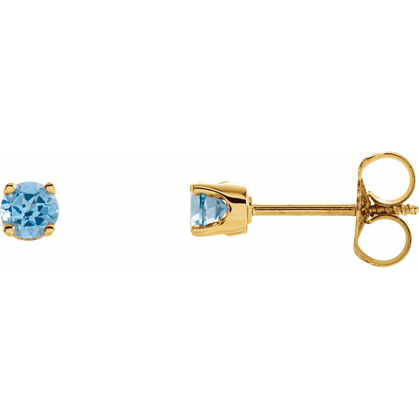 14K Yellow 3 mm Round Swiss Blue Topaz Youth Birthstone Earrings