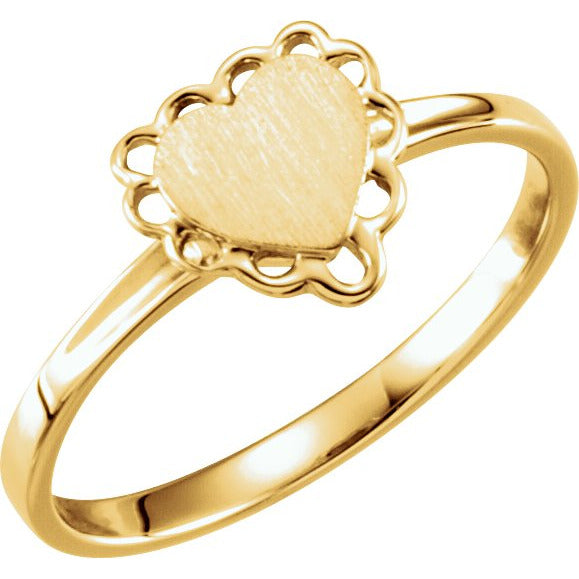 14K Yellow 7x6 mm Heart Signet Ring