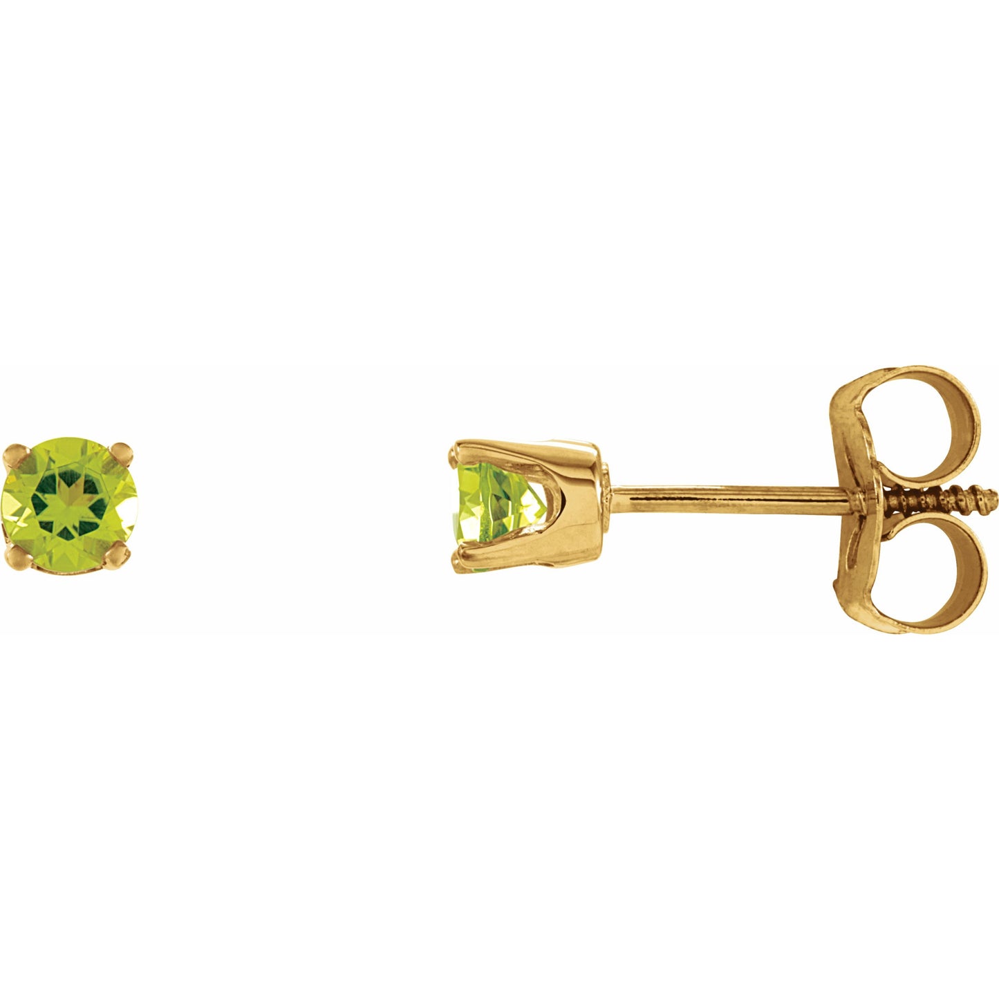 14K Yellow 3 mm Round Peridot Youth Birthstone Earrings