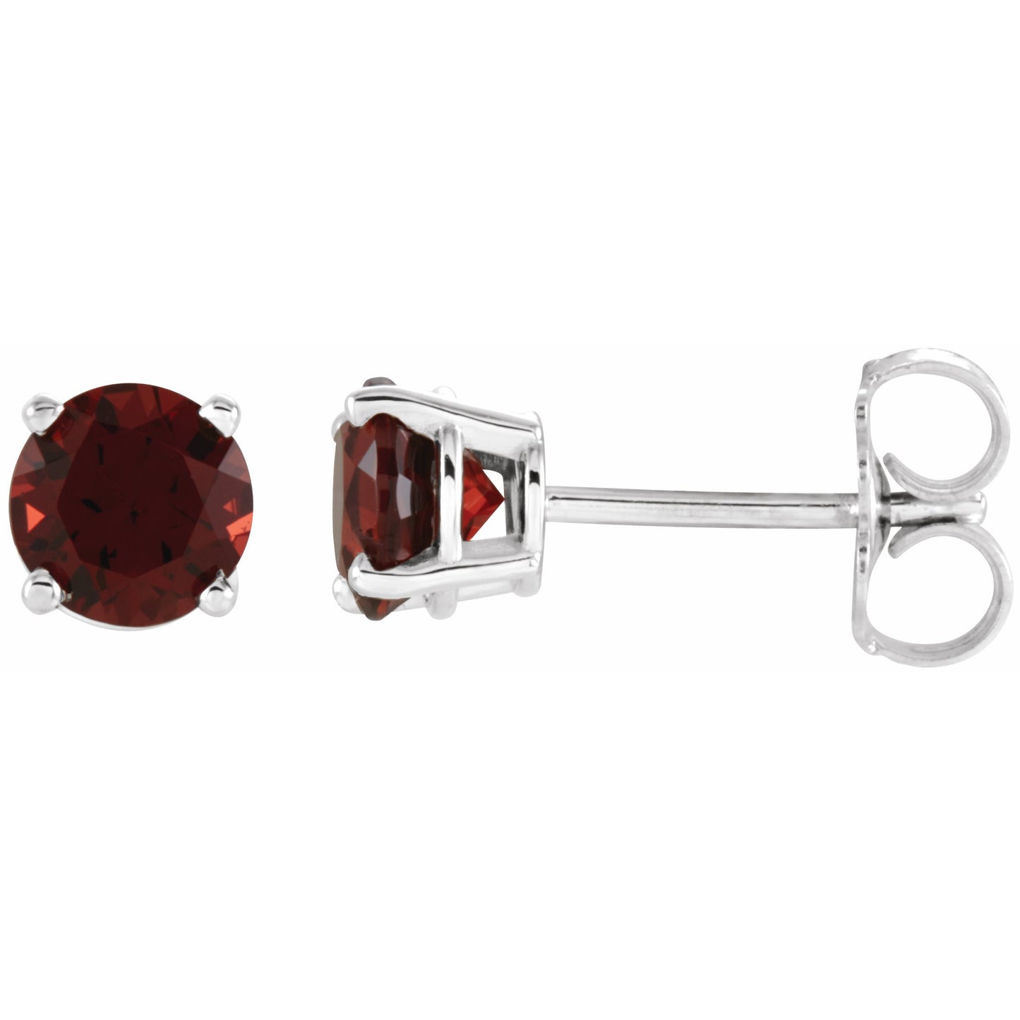 14K White 5 mm Round Mozambique Garnet Earrings