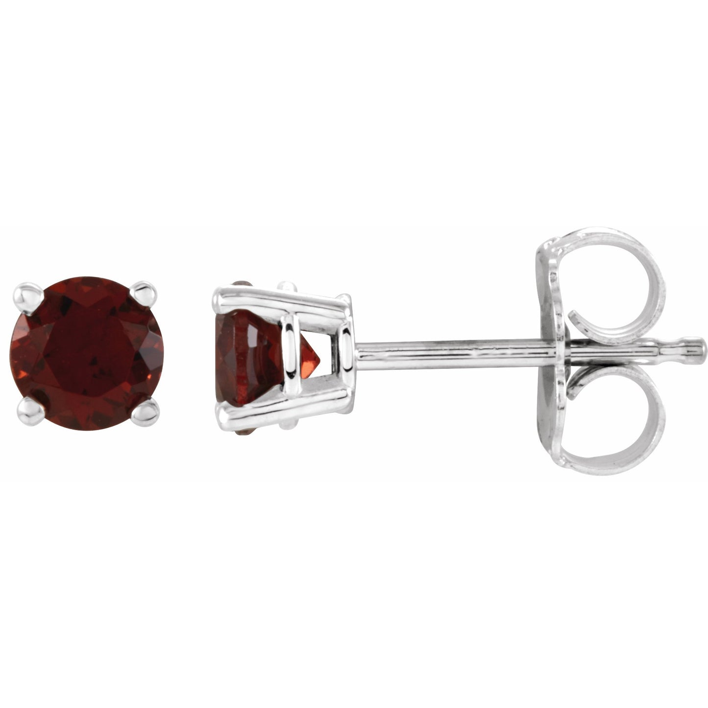 14K White 4 mm Round Mozambique Garnet Earrings
