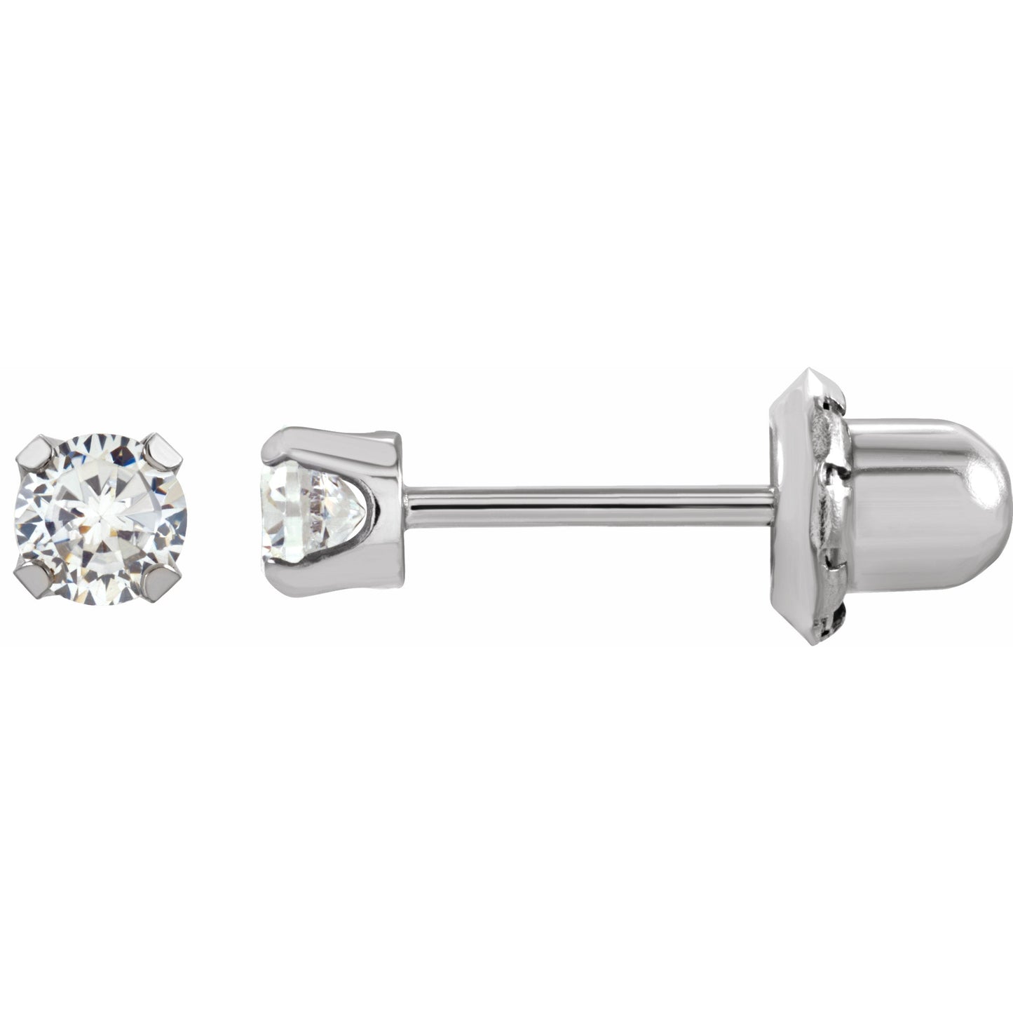 14K White Gold-Plated & 14K Yellow 3 mm Round Cubic Zirconia Piercing Stud Earrings