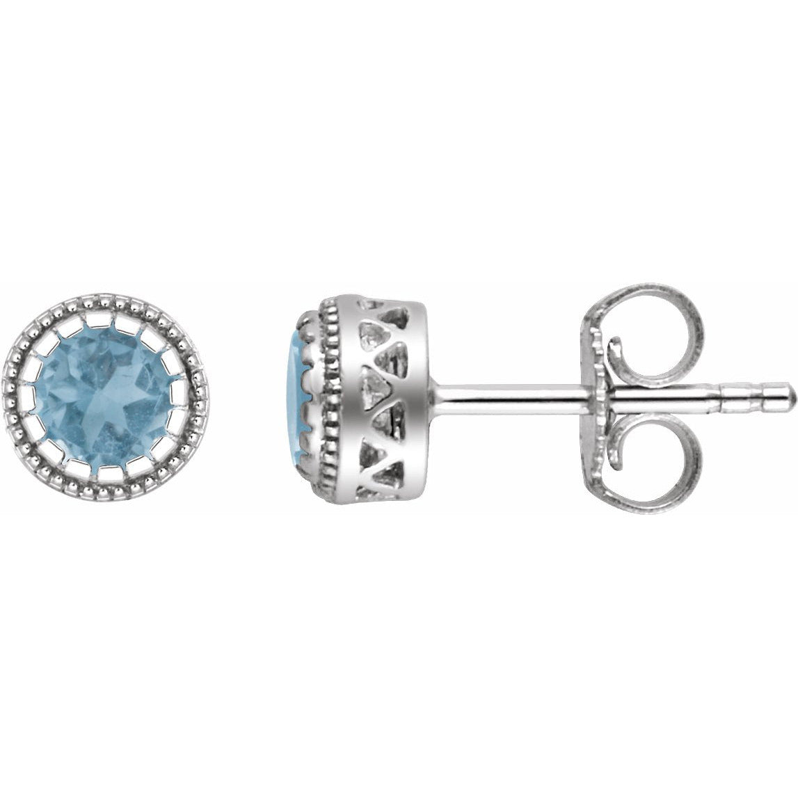 14K White Swiss Blue Topaz December Birthstone Earrings