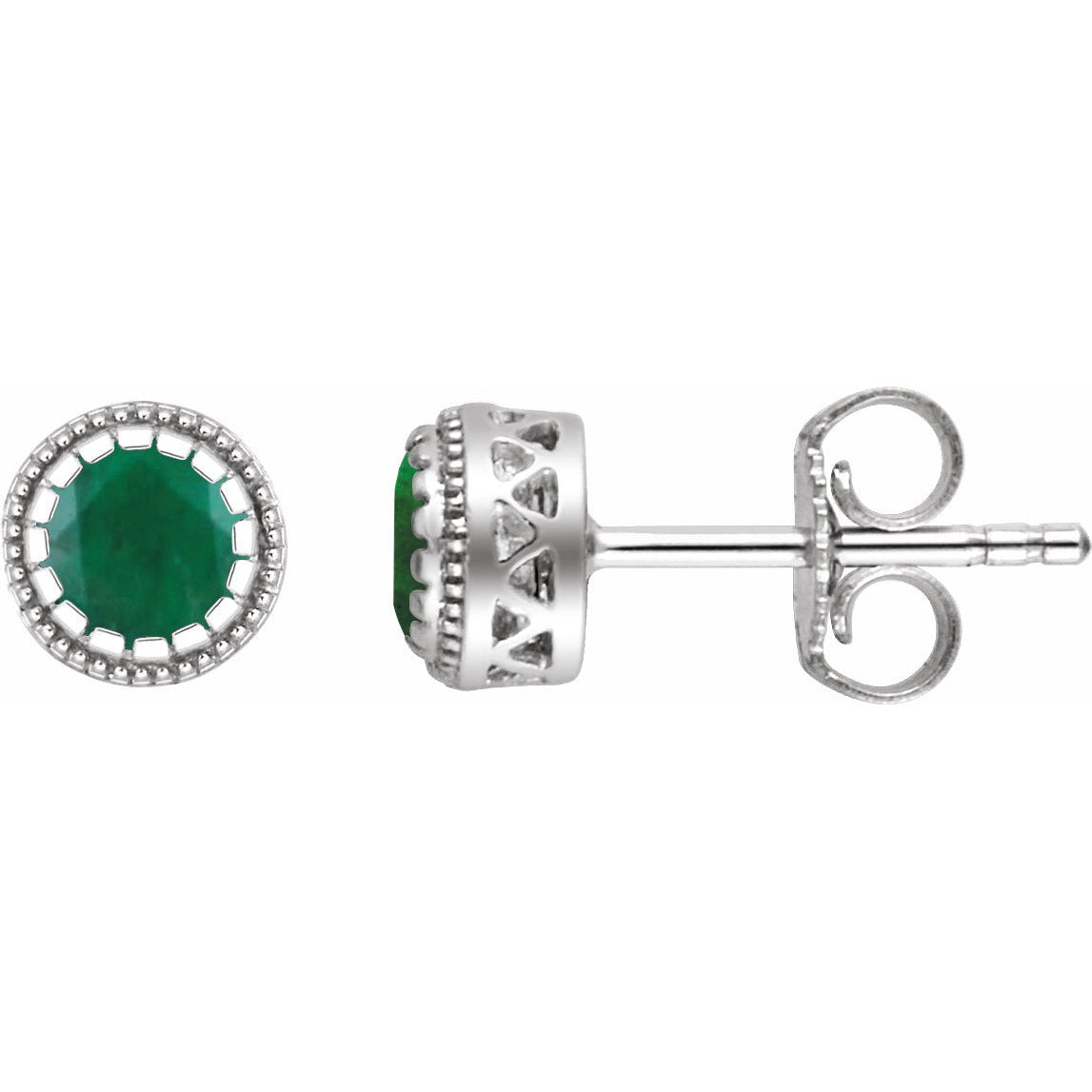 14K White Emerald May Birthstone Earrings