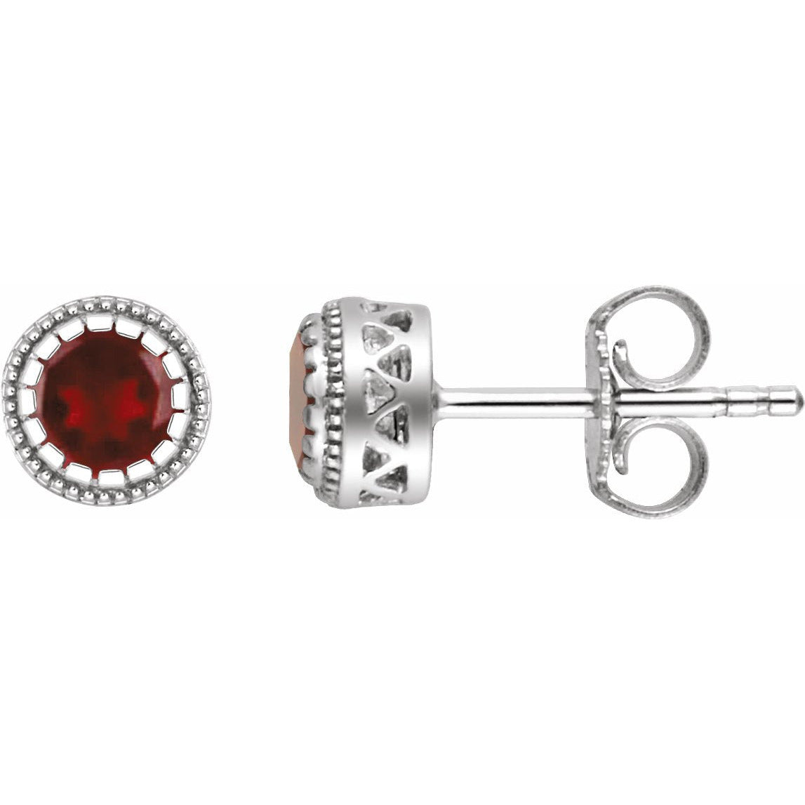 14K White Garnet January Birthstone Earrings
