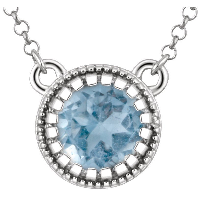 14K White Swiss Blue Topaz December 18 Birthstone Necklace