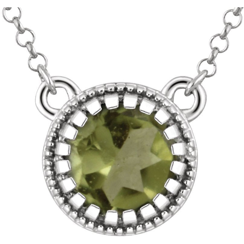 14K White Peridot August 18 Birthstone Necklace