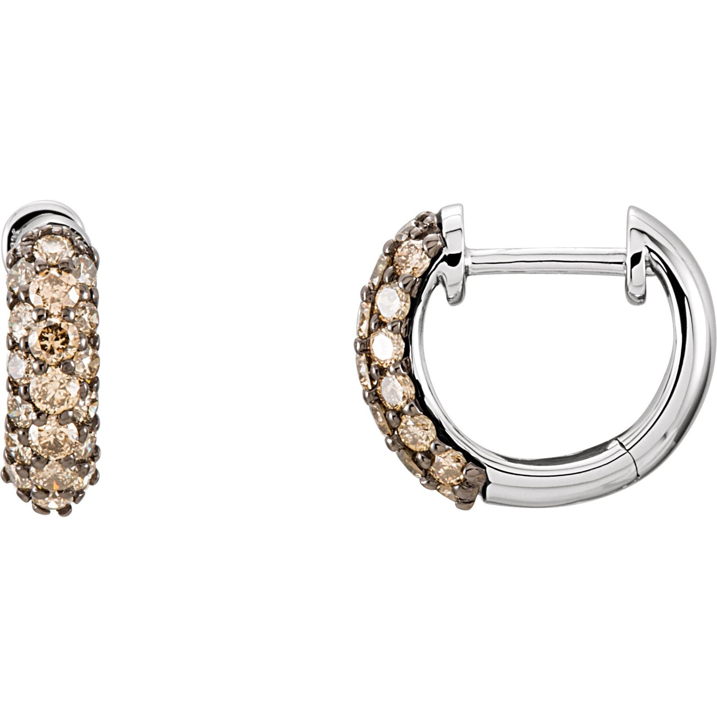 14K White 5/8 CTW Brown Diamond Huggies