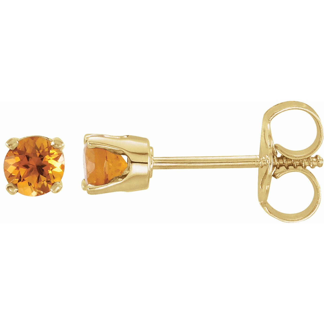14K Yellow 3 mm Round Citrine Youth Birthstone Earrings