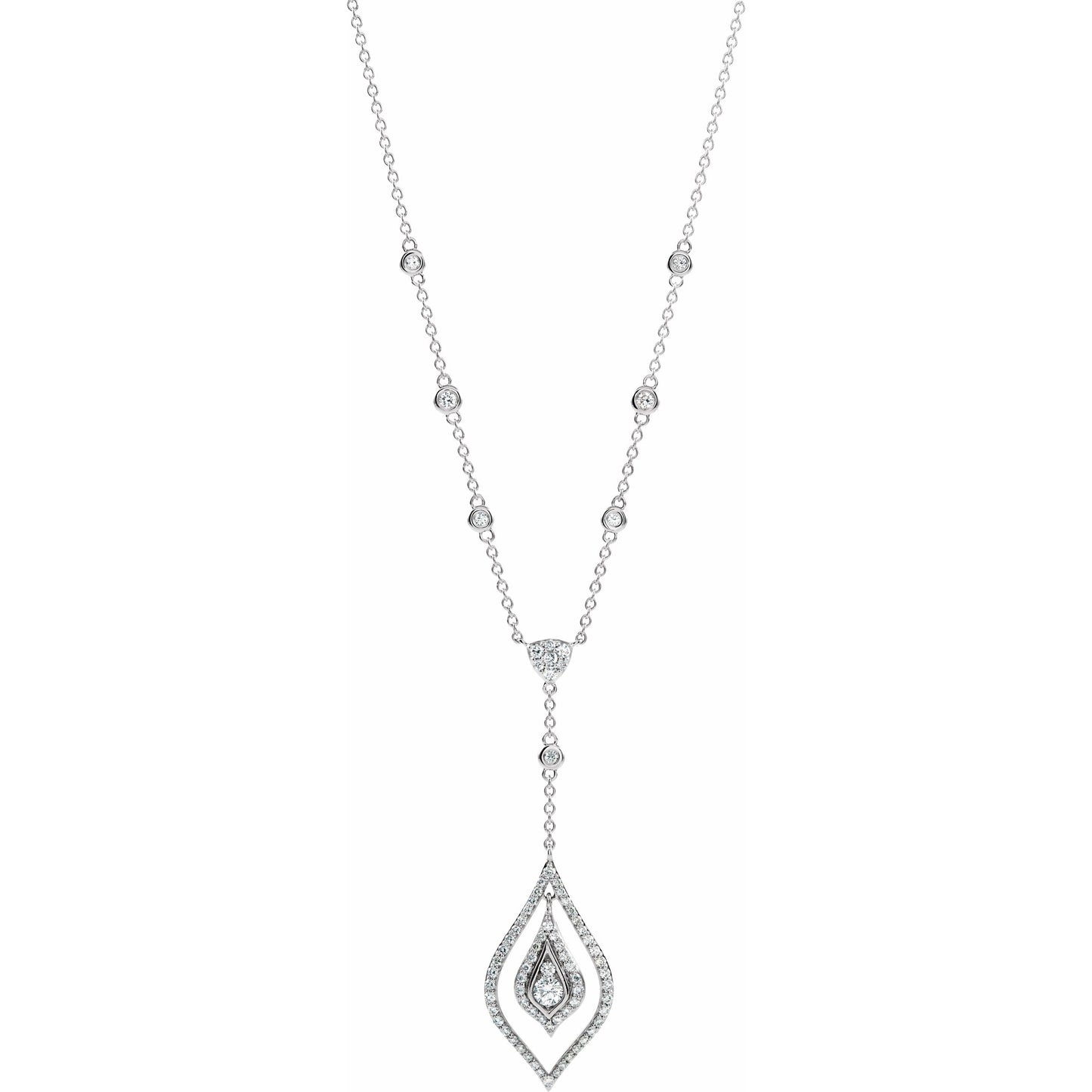 14K White 7/8 CTW Diamond Geometric 18 Necklace