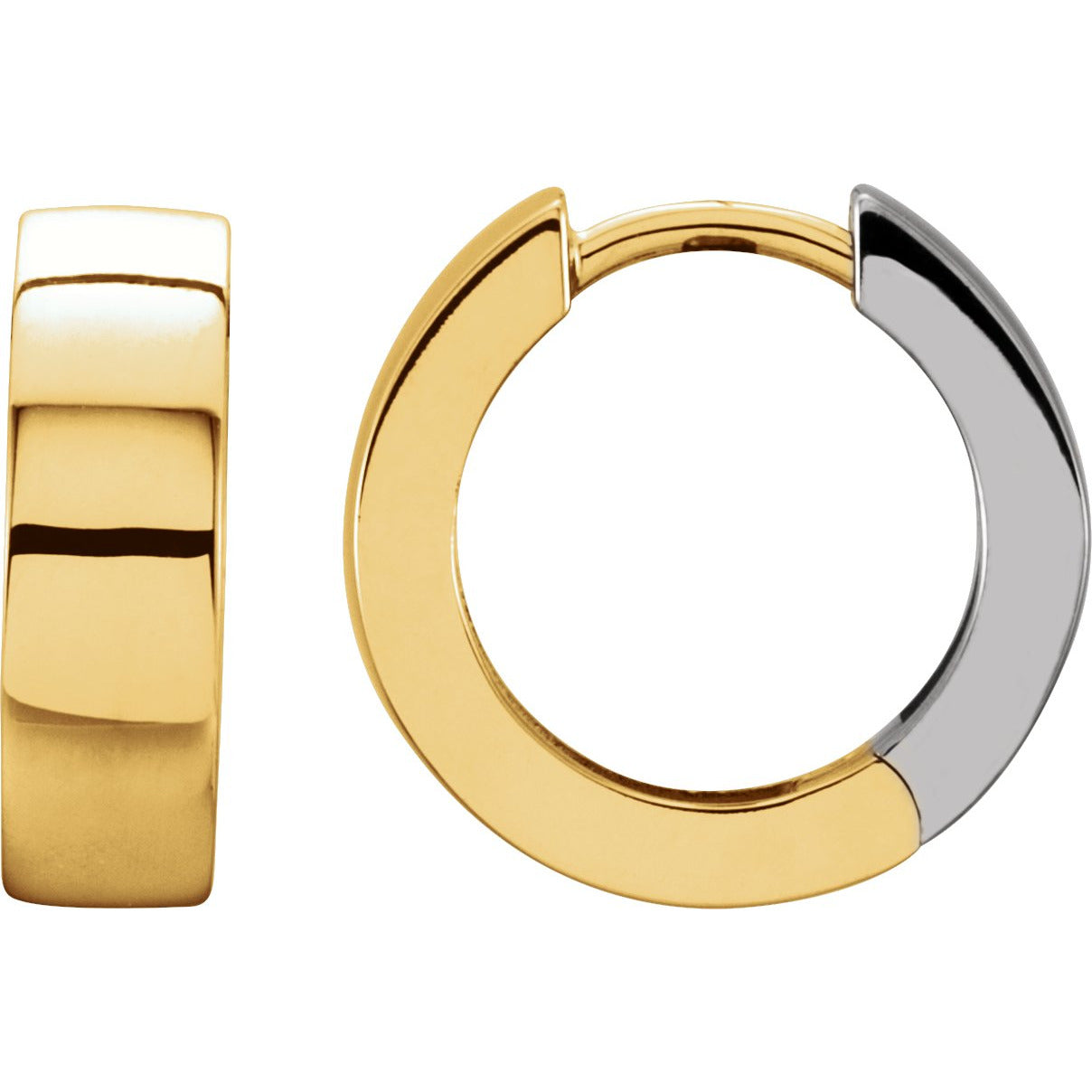 14K Yellow & White 14.5 mm Hinged Earrings