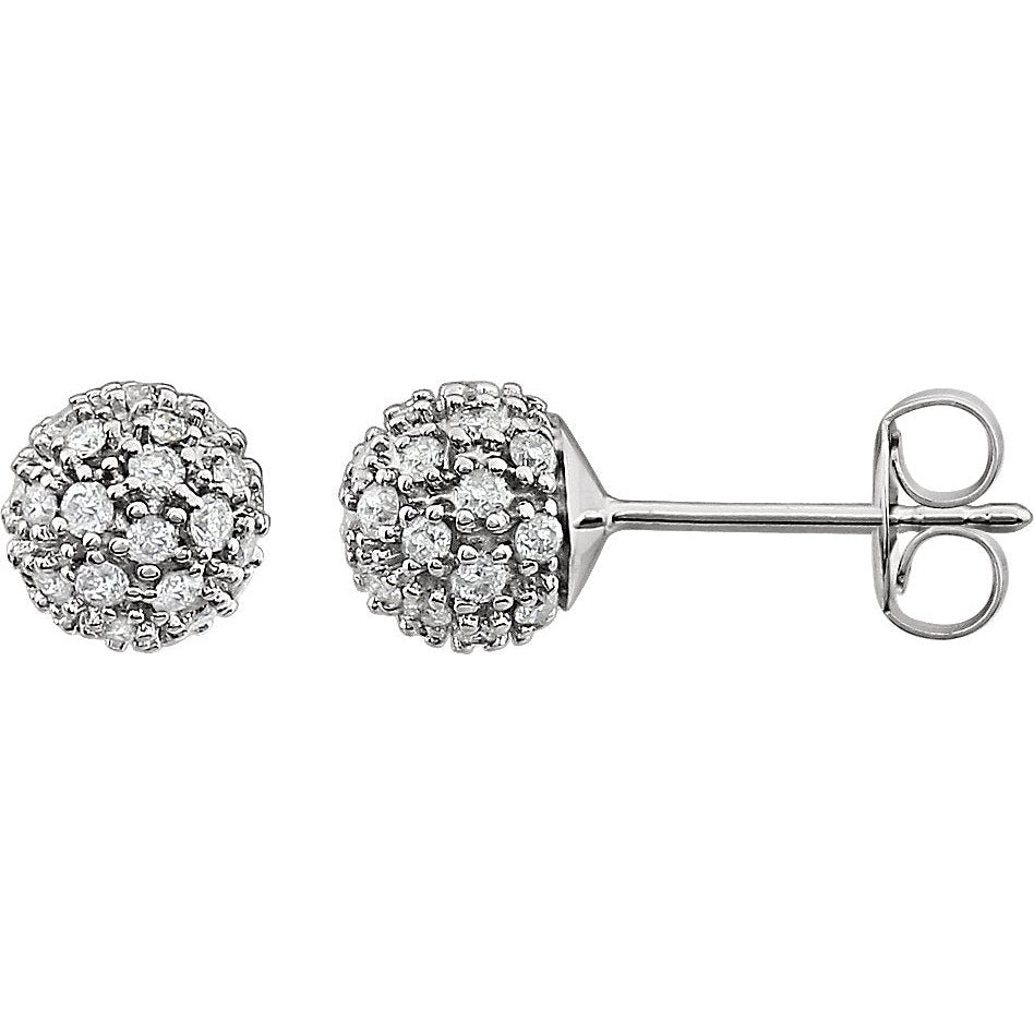14K White 1/2 CTW Diamond Cluster Earrings