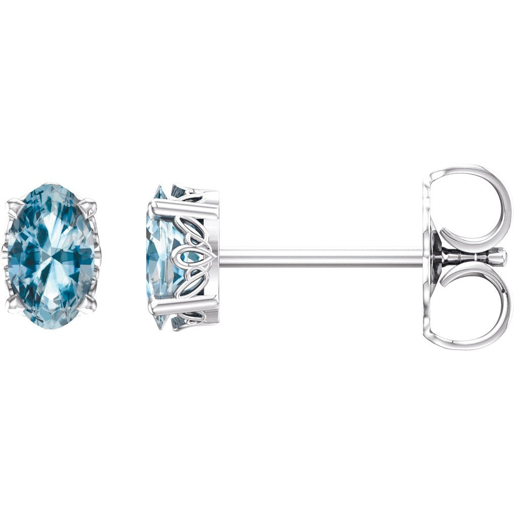 14K White Sky Blue Topaz Earrings