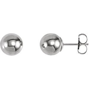 14K White 7 mm Ball Earrings