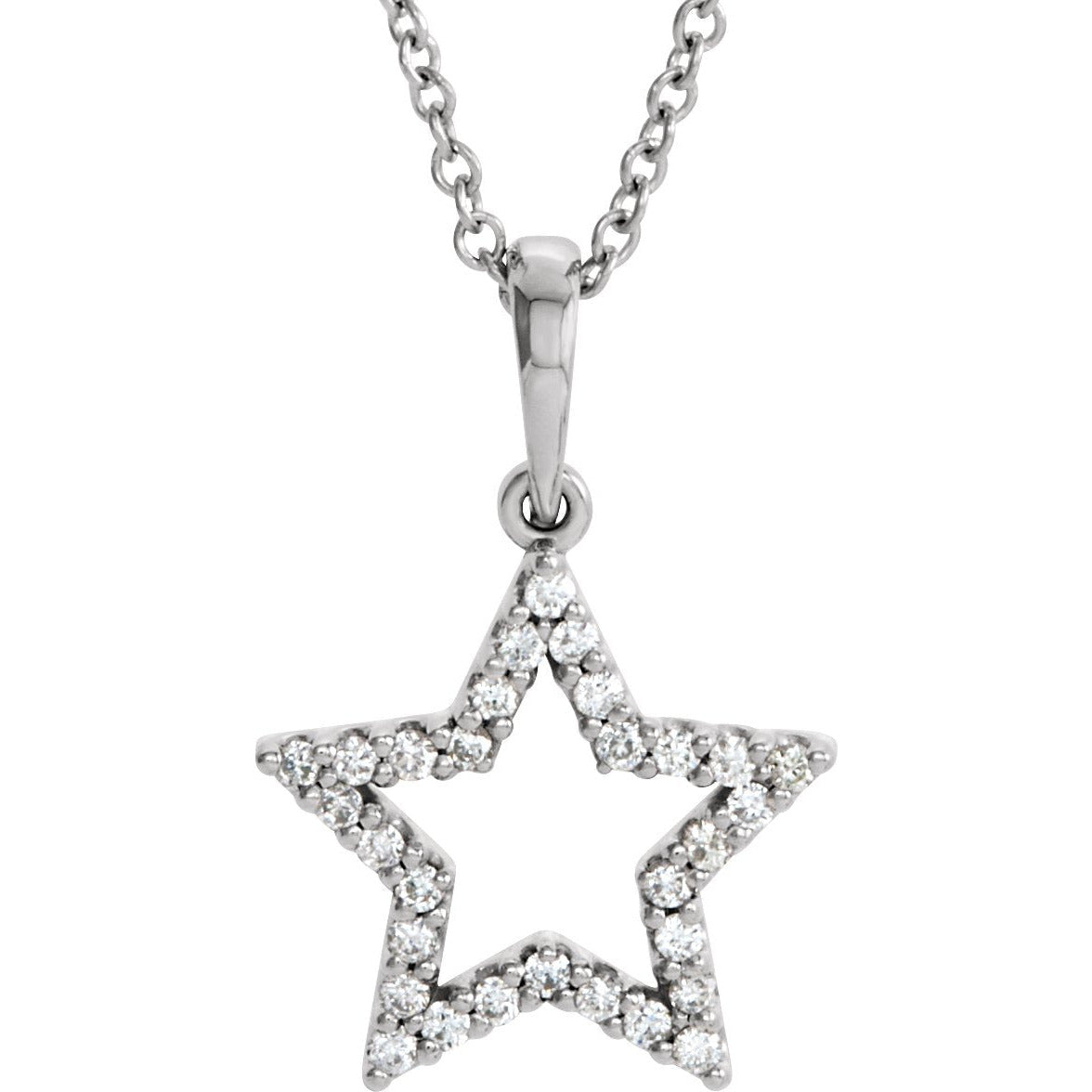 14K White 1/8 CTW Diamond Petite Star 16 Necklace