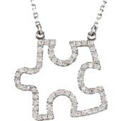 14K White 1/4 CTW Diamond Puzzle Piece 16.25 Necklace