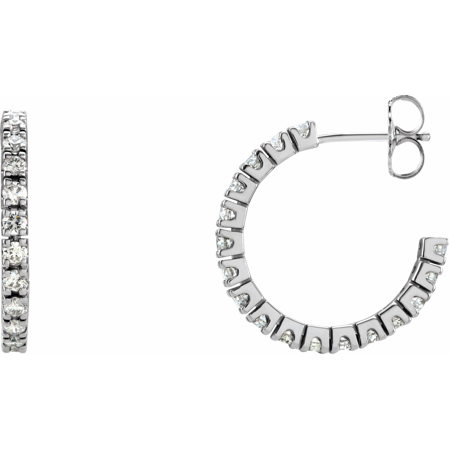 14K White 1 CTW Diamond 20.5 mm Hoop Earrings
