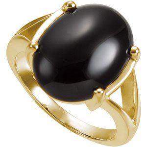 14K Yellow Onyx Cabochon Split Shank Ring