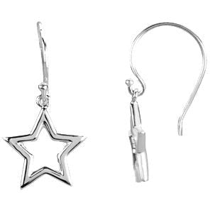 14K White Petite Star Earrings