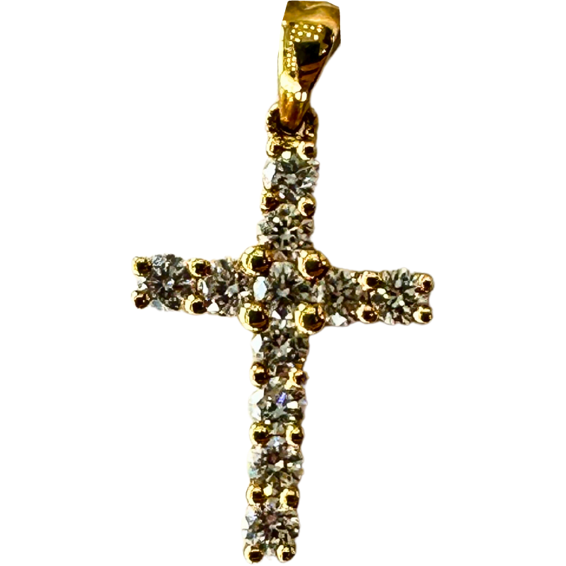 Maddaloni M18K Cross Golden Dark Pendant
