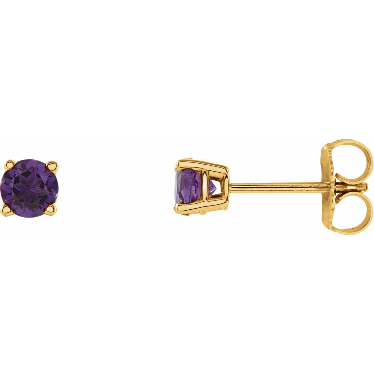 14K Yellow 4 mm Round Amethyst Earrings
