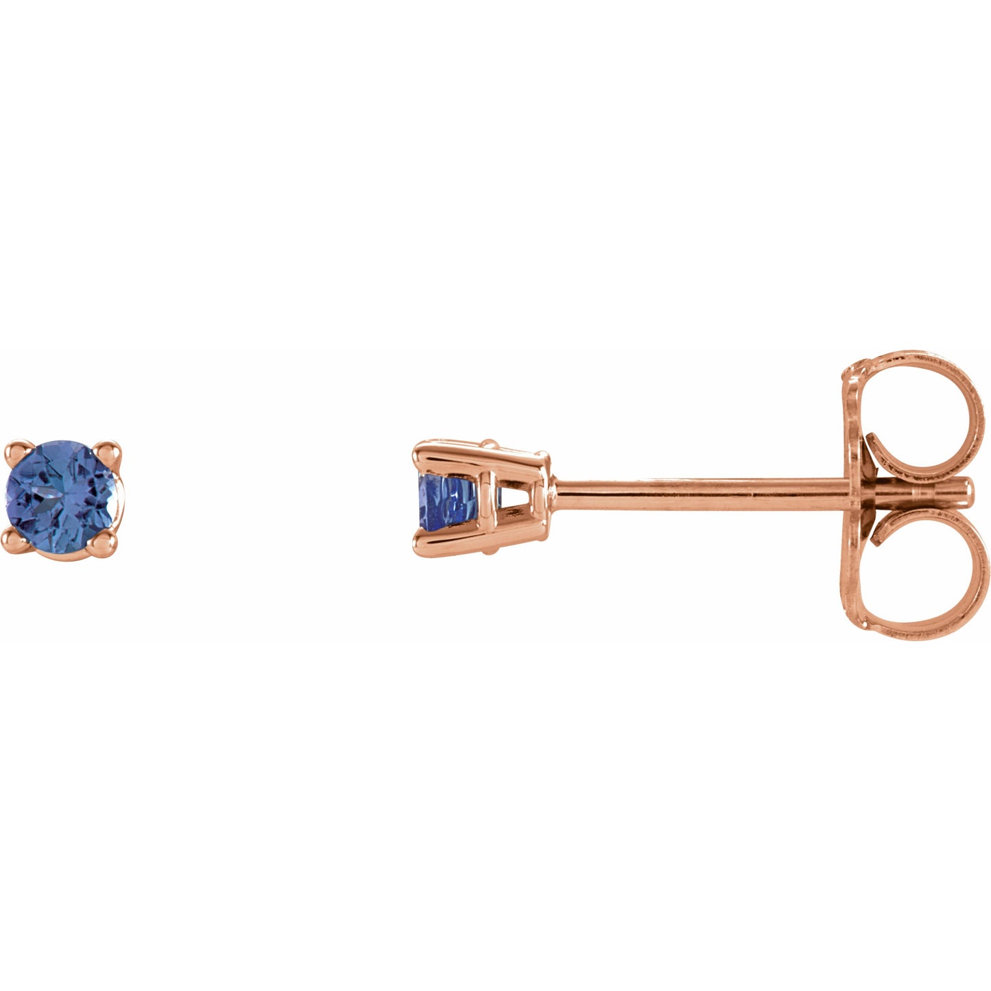 14K Rose 2.5 mm Round Tanzanite Earrings