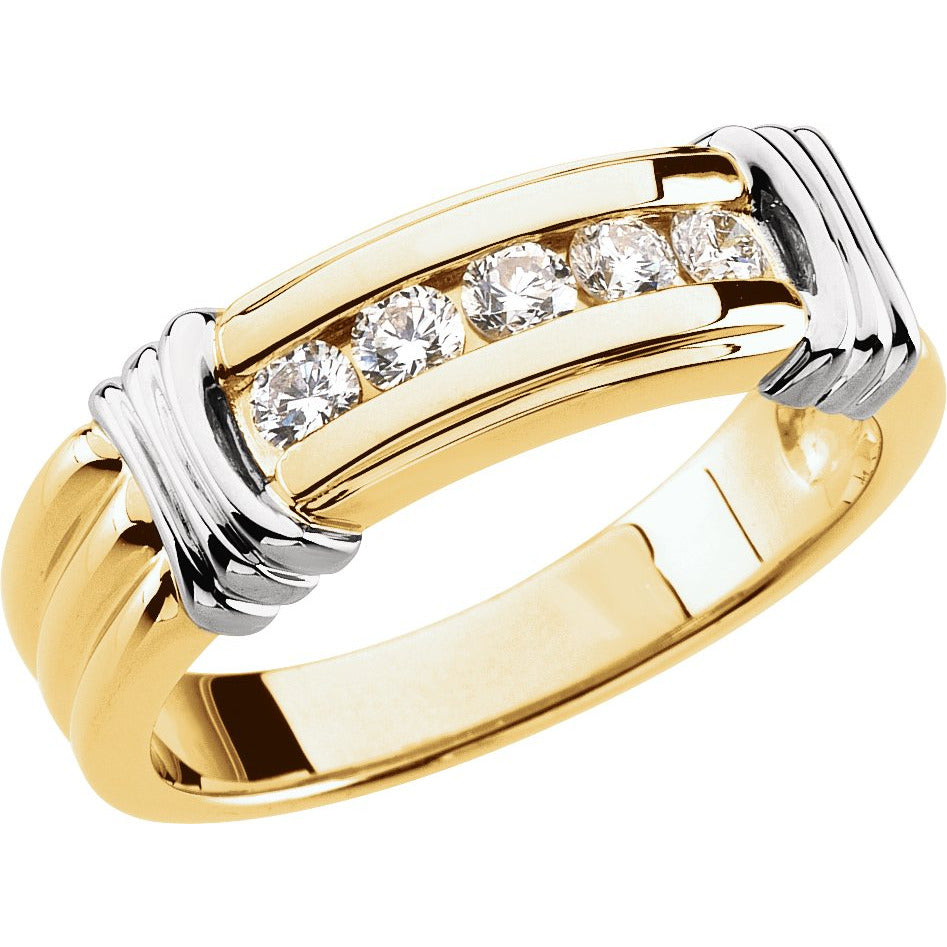 14K Yello/White 1/2 CTW Diamond Men's Band