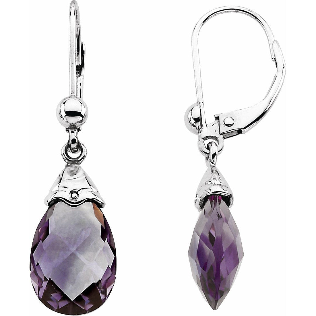 14K White Amethyst Briolette Earrings