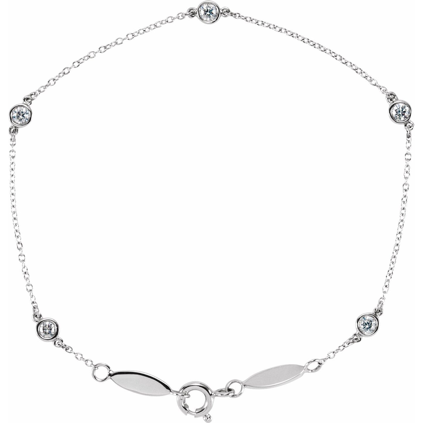 14K White 1/3 CTW Diamond Bezel-Set Station 7 Bracelet