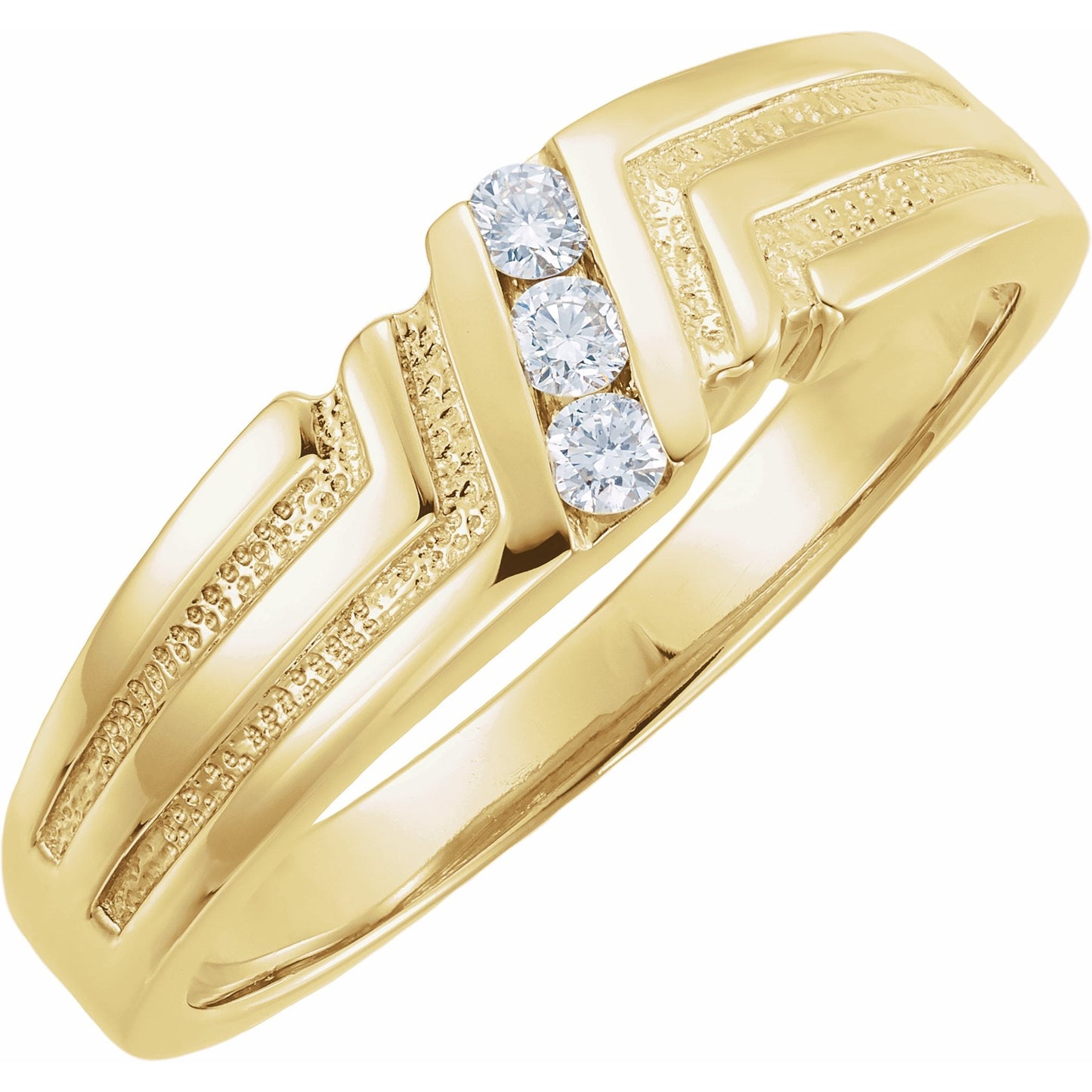 14K Yellow 1/8 CTW Diamond 3-Stone Band