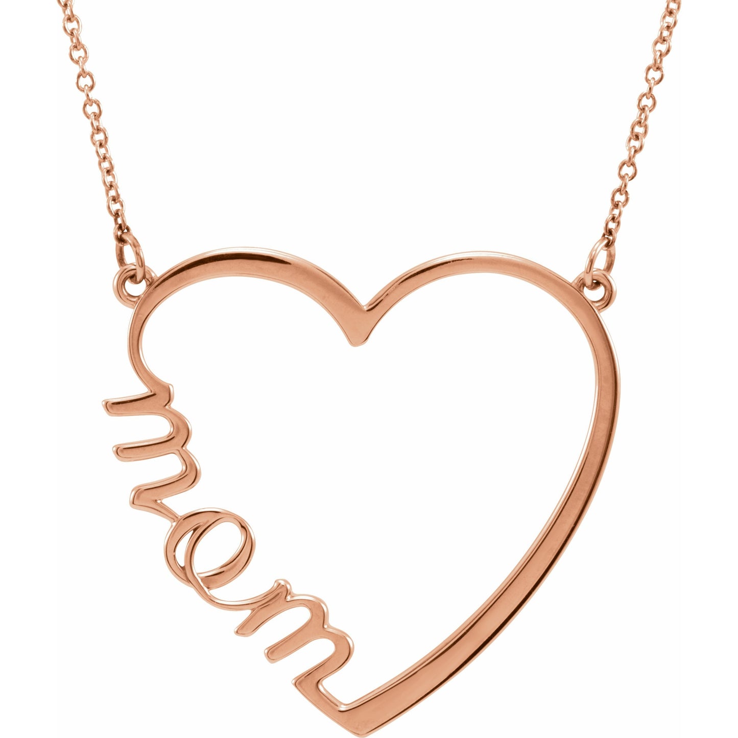 14K Rose Mom Heart 17 Necklace
