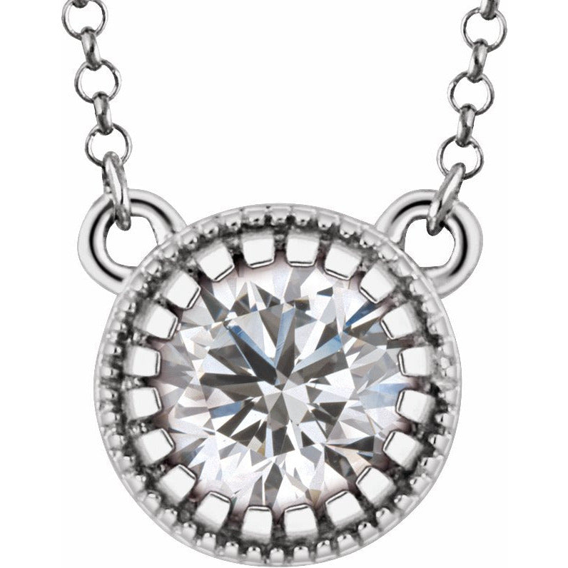 14K White Sapphire April 18 Birthstone Necklace