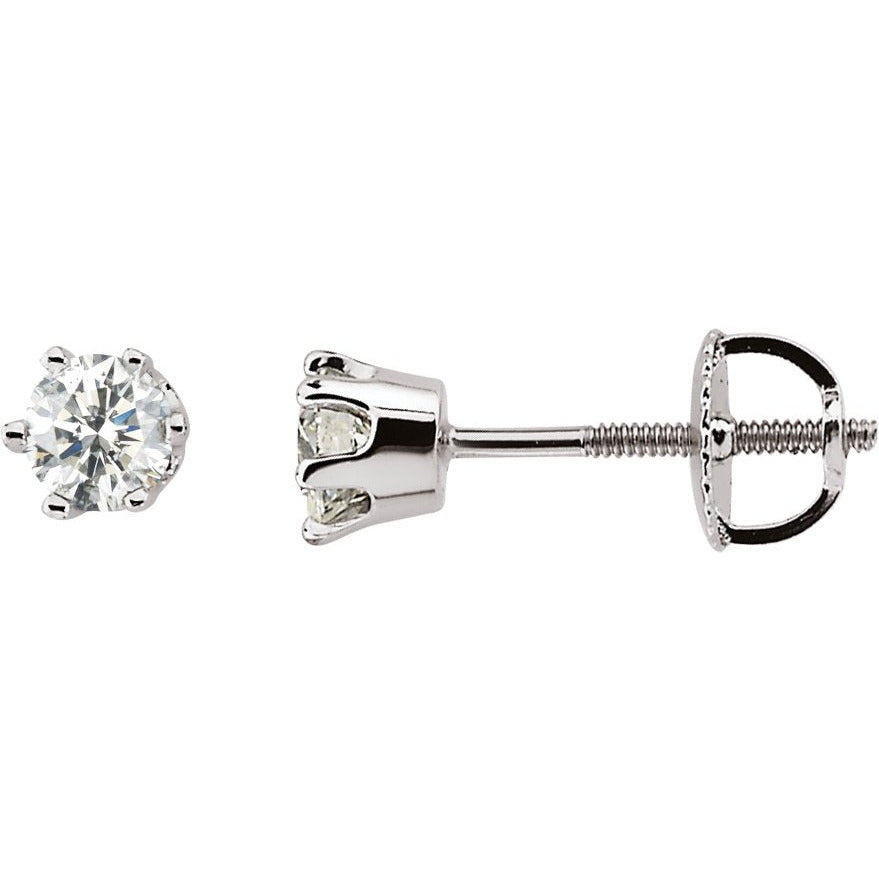 14K White 1/2 CTW Diamond 6-Prong Stud Earrings