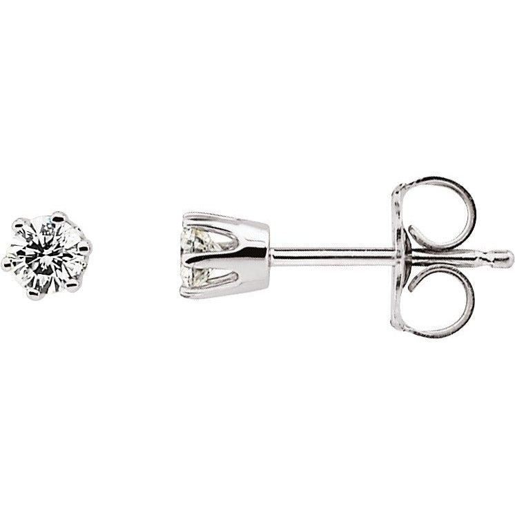 14K White 1/5 CTW Diamond 6-Prong Stud Earrings