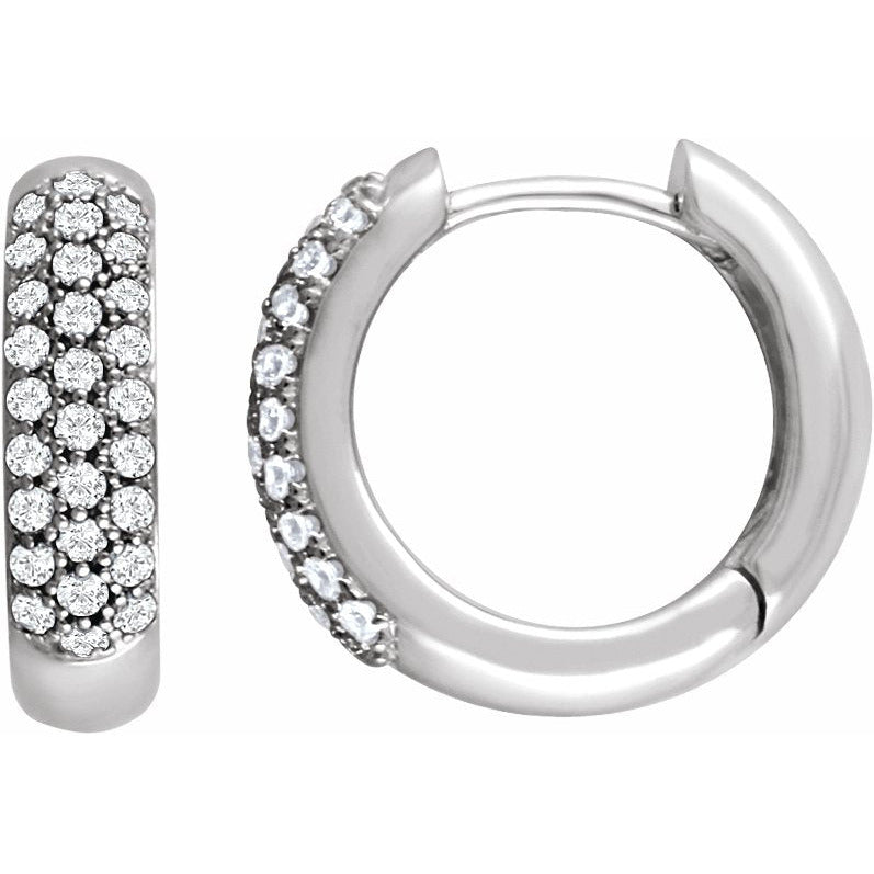 14K White 1/2 CTW Diamond Pavu00e9 Hoop Earrings