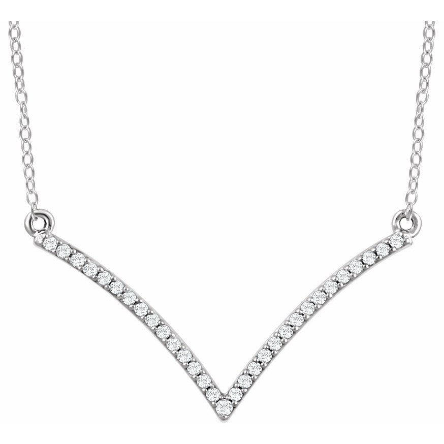 14K White 1/6 CTW Diamond V 18 Necklace