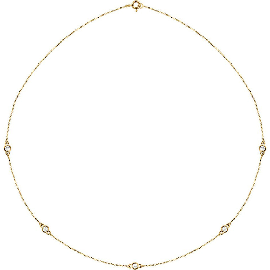 14K Yellow 1/2 CTW Diamond 5-Station 18 Necklace