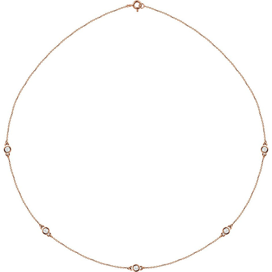 14K Rose 1/2 CTW Diamond 5-Station 18 Necklace