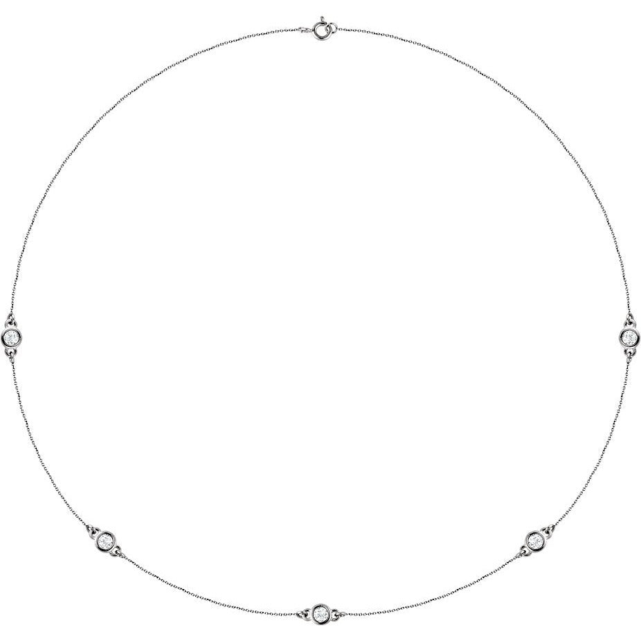 14K White 3/4 CTW Diamond 5-Station 18 Necklace