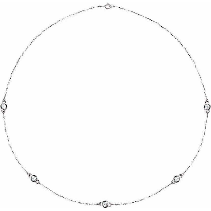 14K White 1 CTW Diamond 5-Station 18 Necklace