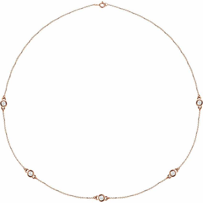 14K Rose 1 CTW Diamond 5-Station 18 Necklace