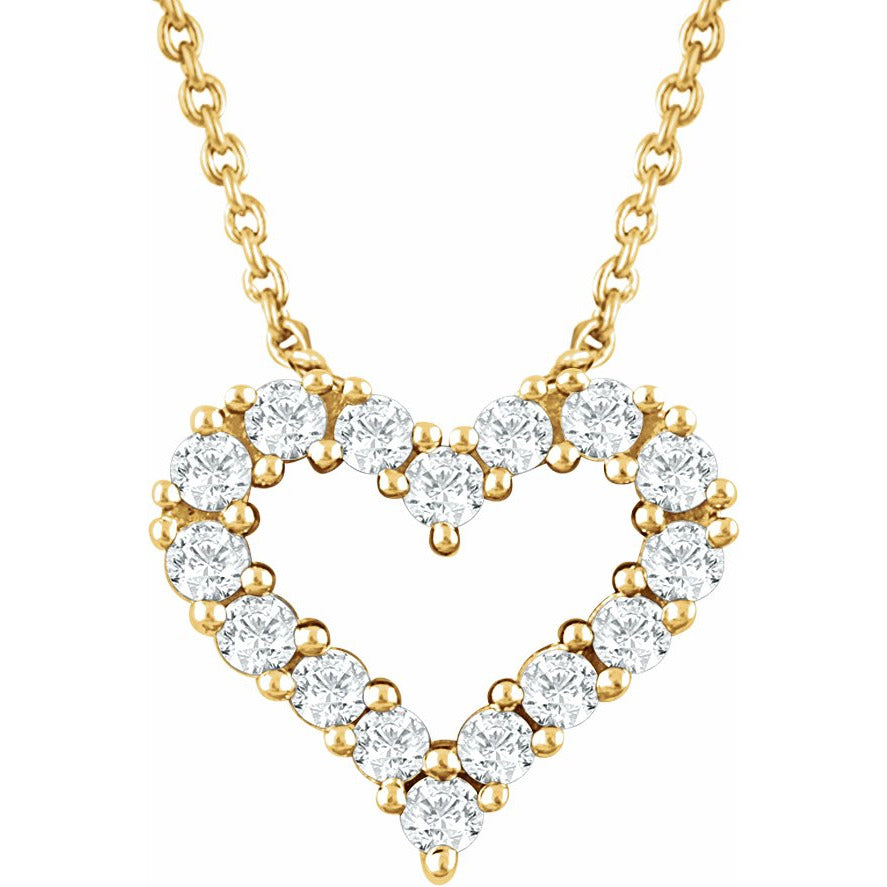 14K Yellow 1/4 CTW Diamond Heart 18 Necklace