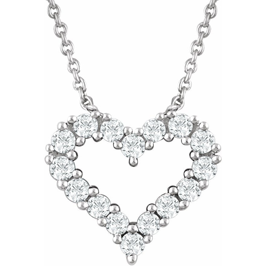 14K White 1/4 CTW Diamond Heart 18 Necklace
