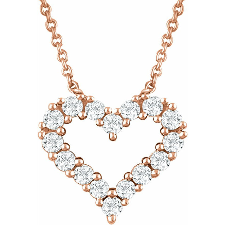 14K Rose 1/4 CTW Diamond Heart 18 Necklace