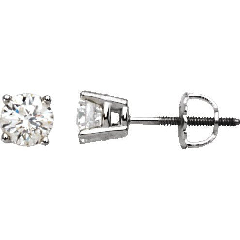 14K White 3/4 CTW Diamond Stud Earrings
